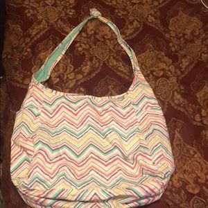 Thirty One Party Punch Chevron Crossbody Bag Hobo Sling Reversible Retired